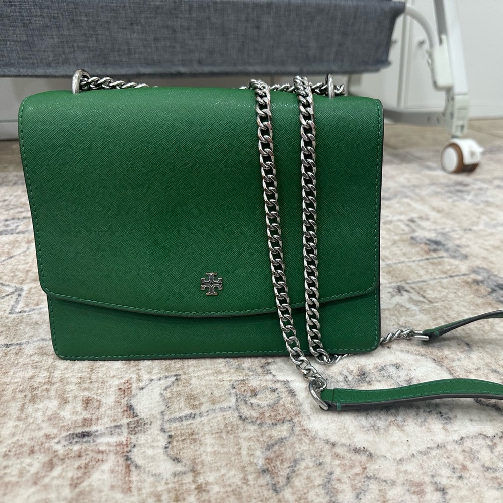 Tory Burch Green Crossbody Bag with Chain Strap